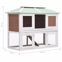 vidaXL Animal Rabbit Cage Double Floor Brown Wood Pet Habitat Hutch Carrier - Additional view 6
