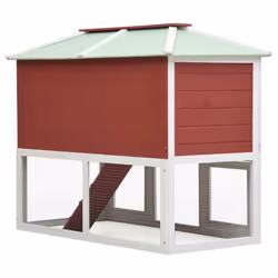 vidaXL Animal Rabbit Cage Double Floor Red Wood Pet Habitat Hutch Carrier - Additional view 4