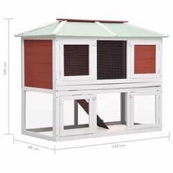 vidaXL Animal Rabbit Cage Double Floor Red Wood Pet Habitat Hutch Carrier - Additional view 6