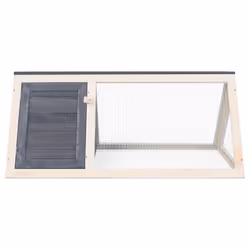 vidaXL Animal Rabbit Cage Grey Wood Bunny Run Hutch Pet Habitat Shelter House