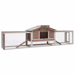 vidaXL Solid Pine & Fir Wood Rabbit Hutch Mocha Outdoor Wooden Rabbit House