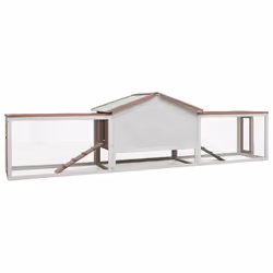 vidaXL Solid Pine & Fir Wood Rabbit Hutch Mocha Outdoor Wooden Rabbit House - Additional view 4