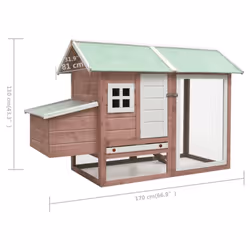 vidaXL Chicken Cage Mocha 170x81x110cm Solid Pine & Fir Wood Pet Rabbit Cage - Additional view 10