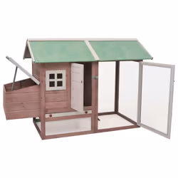 vidaXL Chicken Cage Mocha 170x81x110cm Solid Pine & Fir Wood Pet Rabbit Cage