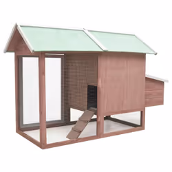 vidaXL Chicken Cage Mocha 170x81x110cm Solid Pine & Fir Wood Pet Rabbit Cage - Additional view 4