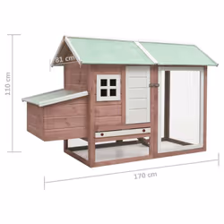 vidaXL Chicken Cage Mocha 170x81x110cm Solid Pine & Fir Wood Pet Rabbit Cage - Additional view 7