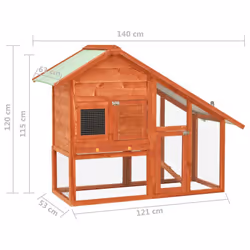 vidaXL Solid Firwood Rabbit Hutch Wooden Garden Pet Carrier Habitat Cage House - Additional view 10