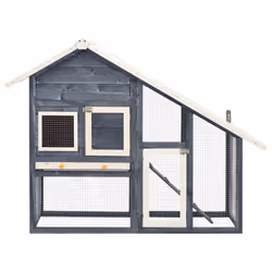 vidaXL Solid Firwood Rabbit Hutch Grey and White Wooden Pet Carrier Habitat - Additional view 2