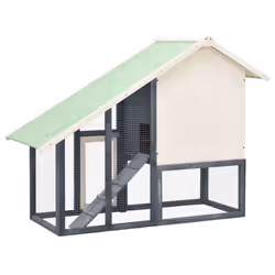 vidaXL Solid Firwood Rabbit Hutch Grey and White Wooden Pet Carrier Habitat - Additional view 4