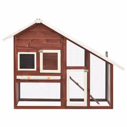 vidaXL Solid Firwood Rabbit Hutch Mocha and White Wooden Pet Carrier Habitat