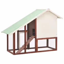 vidaXL Solid Firwood Rabbit Hutch Mocha and White Wooden Pet Carrier Habitat - Additional view 5