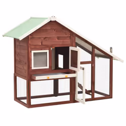 vidaXL Solid Firwood Rabbit Hutch Mocha and White Wooden Pet Carrier Habitat - Additional view 6