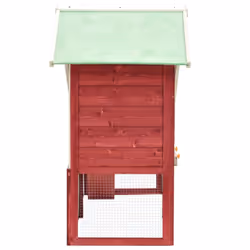 vidaXL Solid Firwood Rabbit Hutch Red and White Wooden Pet Carrier Habitat - Additional view 2