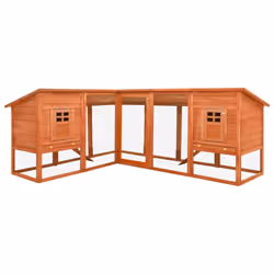 vidaXL Solid Fir Wood Outdoor Rabbit Hutch with Run Brown Garden Play Pen Cage