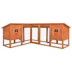 vidaXL Solid Fir Wood Outdoor Rabbit Hutch with Run Brown Garden Play Pen Cage