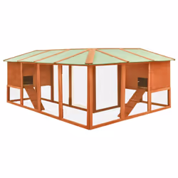 vidaXL Solid Fir Wood Outdoor Rabbit Hutch with Run Brown Garden Play Pen Cage - Additional view 4