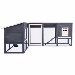 vidaXL Solid Fir Wood Outdoor Rabbit Hutch with Run Grey and White Play Pen