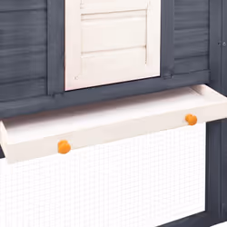 vidaXL Solid Fir Wood Outdoor Rabbit Hutch with Run Grey and White Play Pen - Additional view 6