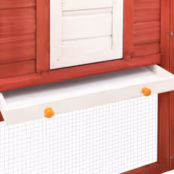 vidaXL Solid Fir Wood Outdoor Rabbit Hutch with Run Red and White Pet House - Additional view 7