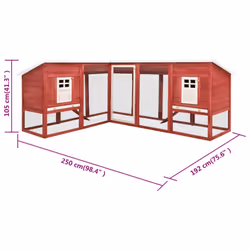 vidaXL Solid Fir Wood Outdoor Rabbit Hutch with Run Red and White Pet House - Additional view 8