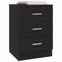 vidaXL Bedside Cabinet Black Engineered Wood Bedroom Nightstand Couch Table