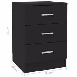 vidaXL Bedside Cabinet Black Engineered Wood Bedroom Nightstand Couch Table - Additional view 4