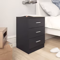 vidaXL 2x Bedside Cabinet Black Engineered Wood Bedroom Nightstand Couch Table