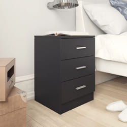 vidaXL 2x Bedside Cabinet Black Engineered Wood Bedroom Nightstand Couch Table