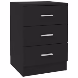 vidaXL 2x Bedside Cabinet Black Engineered Wood Bedroom Nightstand Couch Table