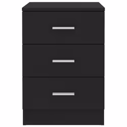 vidaXL 2x Bedside Cabinet Black Engineered Wood Bedroom Nightstand Couch Table