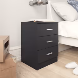 vidaXL 2x Bedside Cabinet Black Engineered Wood Bedroom Nightstand Couch Table - Additional view 6