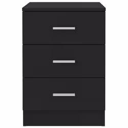 vidaXL 2x Bedside Cabinet Black Engineered Wood Bedroom Nightstand Couch Table - Additional view 8