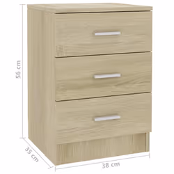 vidaXL Bedside Cabinet Sonoma Oak Engineered Wood Bedroom Nightstand End Table - Additional view 4