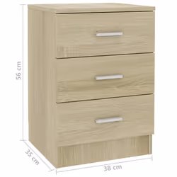 vidaXL 2x Bedside Cabinet Sonoma Oak Engineered Wood Bedroom Nightstand Table - Additional view 5