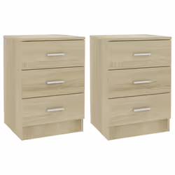 vidaXL 2x Bedside Cabinet Sonoma Oak Engineered Wood Bedroom Nightstand Table - Additional view 7