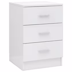 vidaXL Bedside Cabinet High Gloss White Engineered Wood Bedroom Nightstand