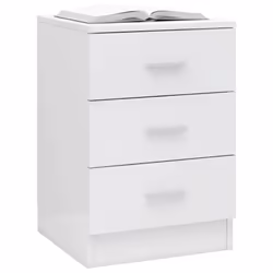 vidaXL Bedside Cabinet High Gloss White Engineered Wood Bedroom Nightstand