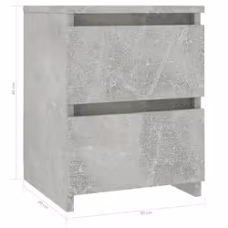 vidaXL Bedside Cabinet Engineered Wood Concrete Grey Bed Drawer Cabinet Table - Additional view 4