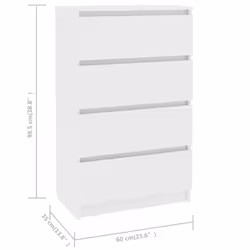 vidaXL Sideboard White Engineered Wood Storage Drawer Side Cabinet Furniture - Additional view 6