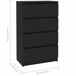 vidaXL Sideboard Black Engineered Wood Storage Drawer Side Cabinet Furniture - Additional view 6