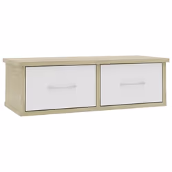 vidaXL Wall-mounted Drawer Shelf White and Sonoma Oak Engineered Wood Shelf