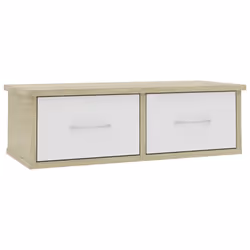 vidaXL Wall-mounted Drawer Shelf White and Sonoma Oak Engineered Wood Shelf