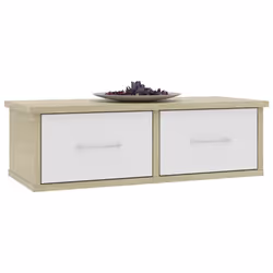 vidaXL Wall-mounted Drawer Shelf White and Sonoma Oak Engineered Wood Shelf