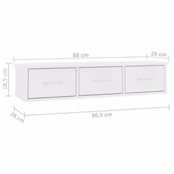 vidaXL Wall-mounted Drawer Shelf Engineered Wood White Wall Cabinet Shelf - Additional view 6