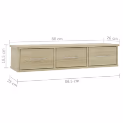 vidaXL Wall-mounted Drawer Shelf Engineered Wood Sonoma Oak Floating Shelf - Additional view 6