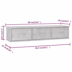vidaXL Wall-mounted Drawer Shelf Engineered Wood Concrete Grey Cabinet Shelf - Additional view 4