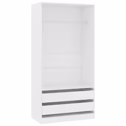 vidaXL Wardrobe Engineered Wood White Clothing Cabinets Shelf Hanger Storage
