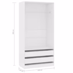 vidaXL Wardrobe Engineered Wood White Clothing Cabinets Shelf Hanger Storage - Additional view 6