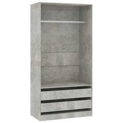 vidaXL Wardrobe Engineered Wood Concrete Grey Clothing Cabinet Shelf Storage