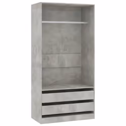 vidaXL Wardrobe Engineered Wood Concrete Grey Clothing Cabinet Shelf Storage